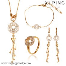 63102- Xuping Italian bijoux 4 pièces bijoux en laiton ensemble 18k